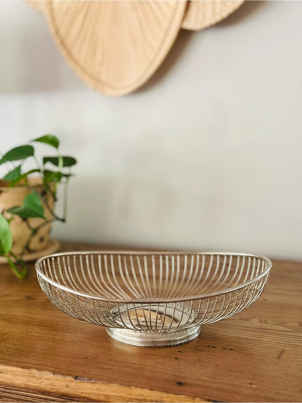 Vintage Midcentury silver fruit/bread basket bowl